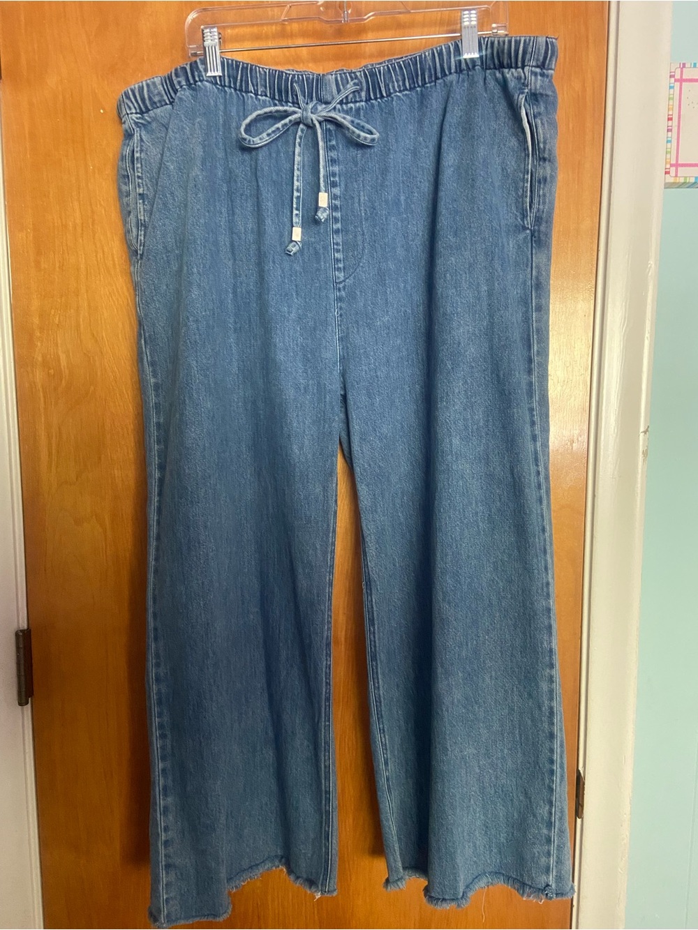 White Birch Black Label Light Blue Wide-Leg Denim Oversized Size 14